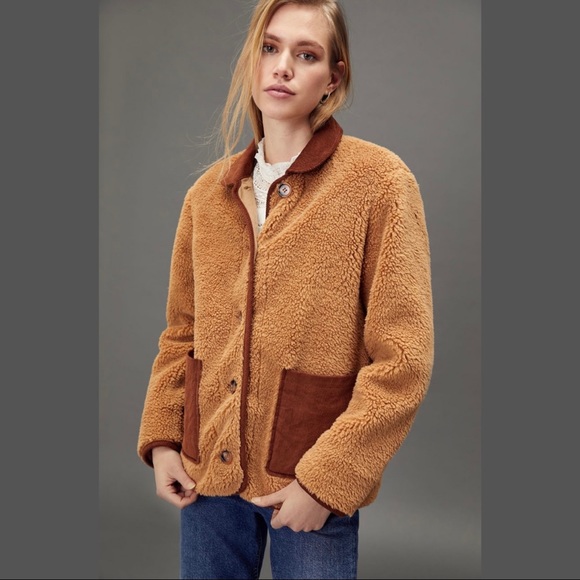 Anthropologie VIRGINIA Soft Sherpa Shirt Jacket Shacket 1X - Picture 1 of 14